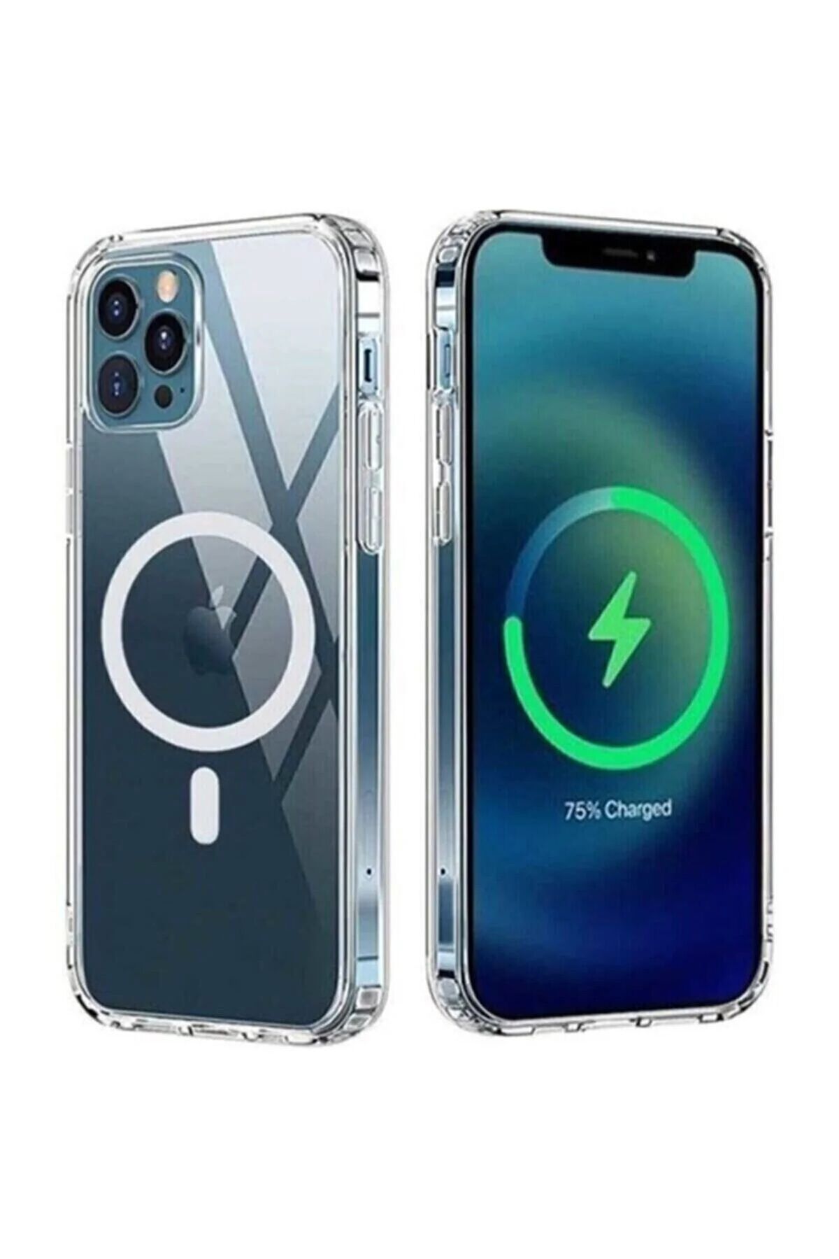 AC BOX Iphone 13 Kılıf Kamera Lens Korumalı Magsafe Destekli Şeffaf Darbe Emici Sert Kapak