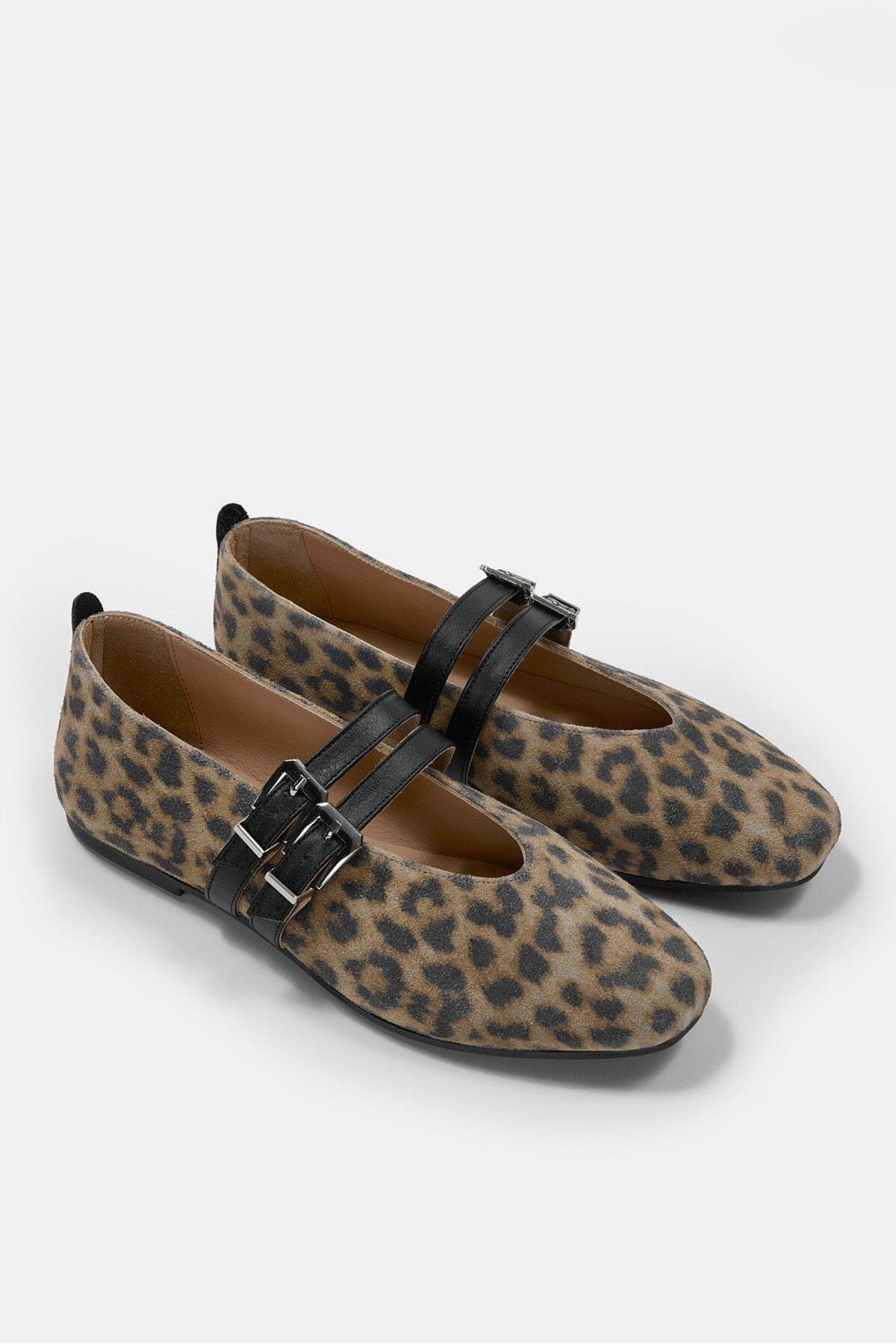 NILUFARR-Sarina Leopard Genuine Leather Women's Ballerinas 5