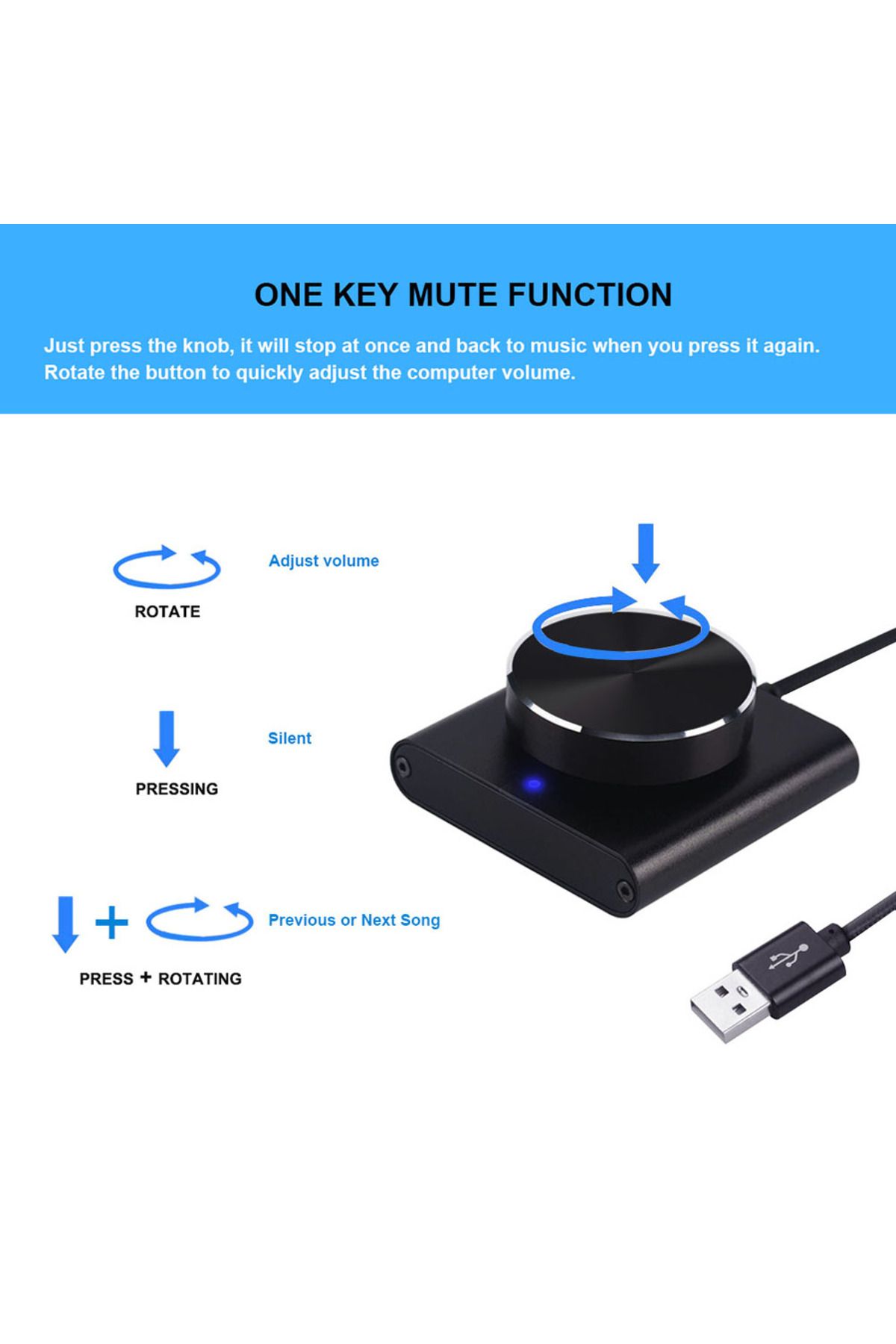 ALLOYSEED-1/2pcs USB Computer Volume Controller PC Speaker External Audio Volume Control Knob Digital Contr... 7