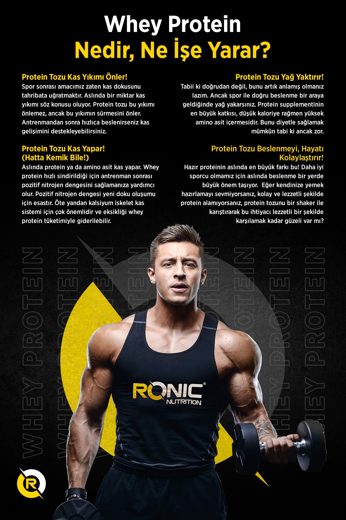 Ronic Nutrition-Ronic Strawberry Flavored Whey Protein - 2.270g Gorilla Muscle Building Gift Accessory 4