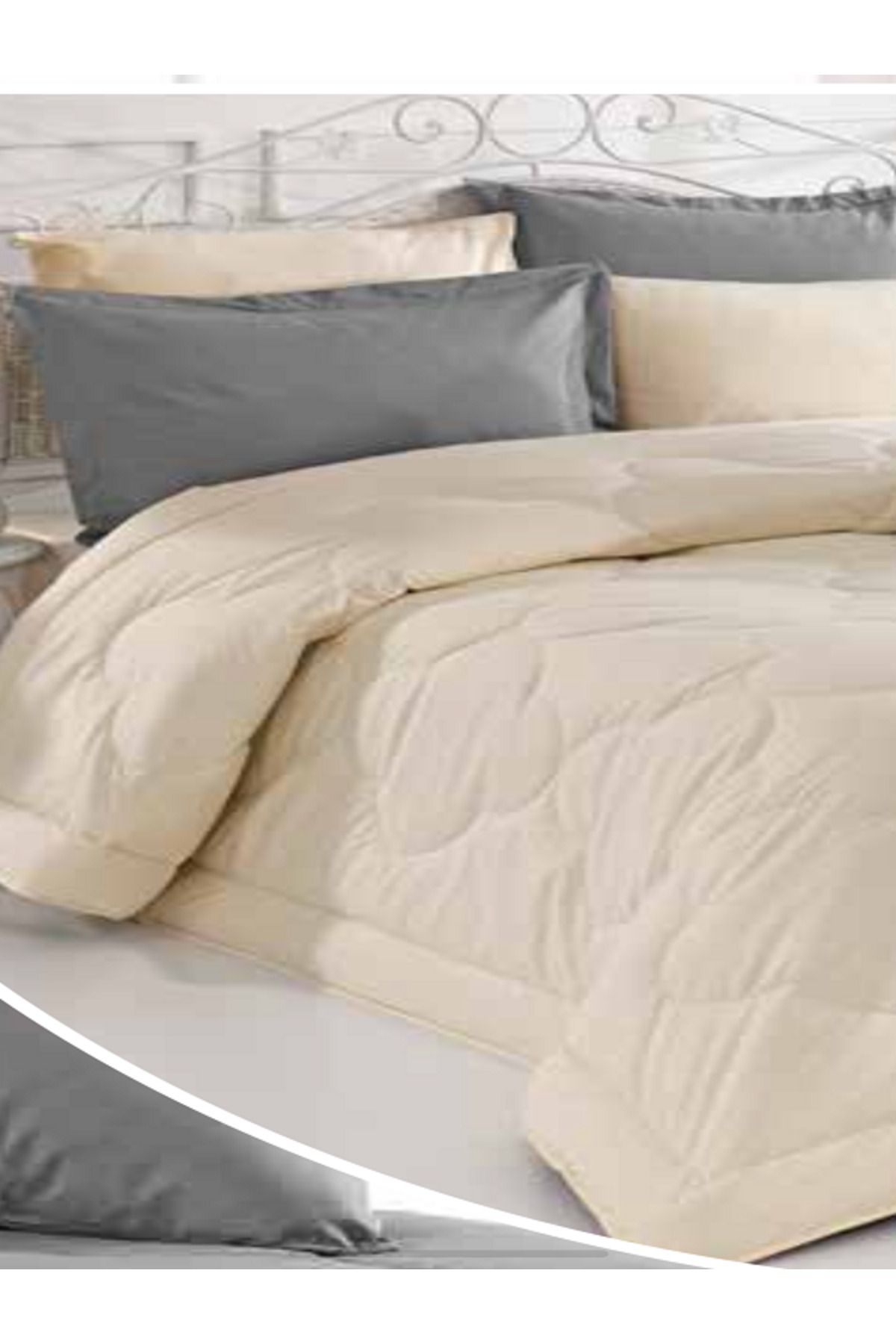 Zarif Home-Ranforce Natural Oversize Sleeping Set - Simple Design 3