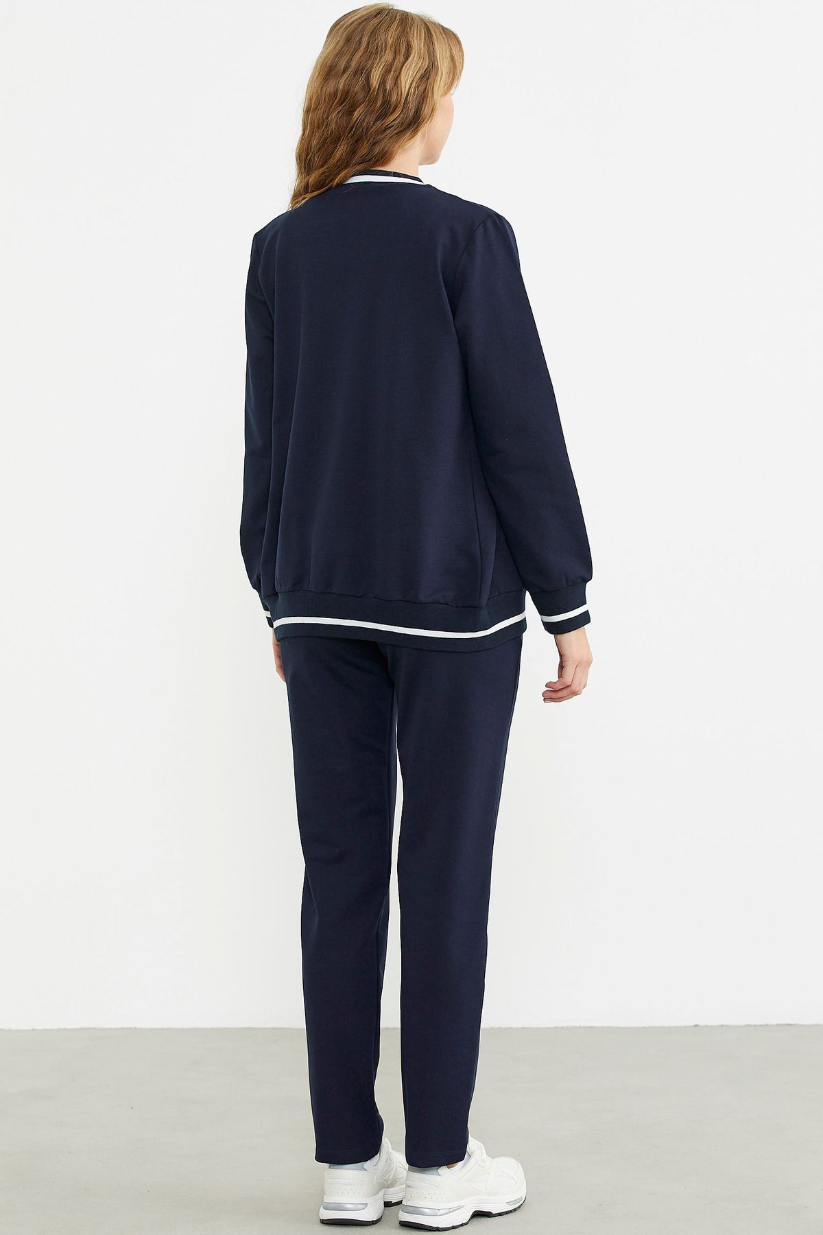 Sementa-Navy Blue Zippered Knitwear Tracksuit Set 6