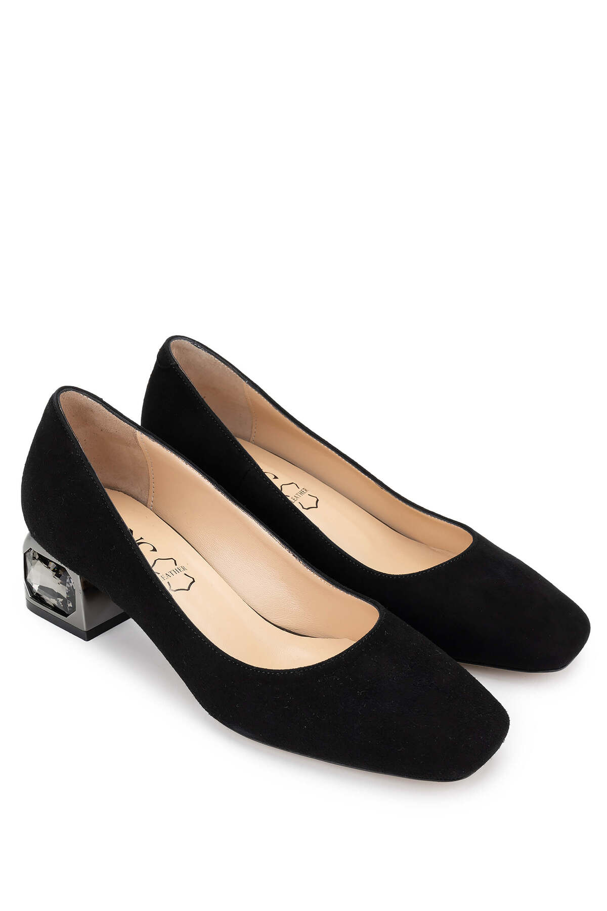 Tamer Tanca  Kadın Hakiki Deri Siyah Süet Topuklu Ayakkabı - Görsel 2