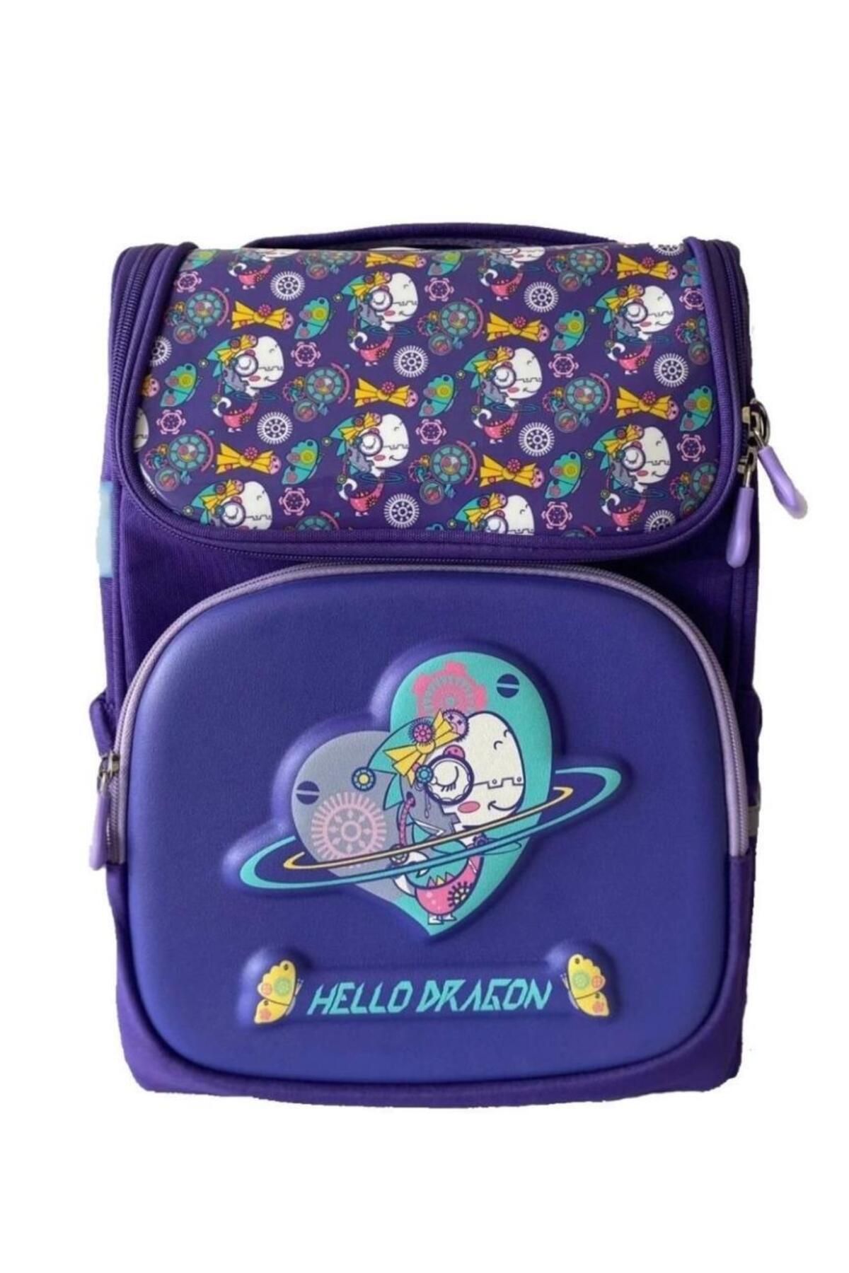 HELLO DRAGON Geantă De Școală Violet Pentru Protecția Coloanei Vertebrale Unisex - One Size