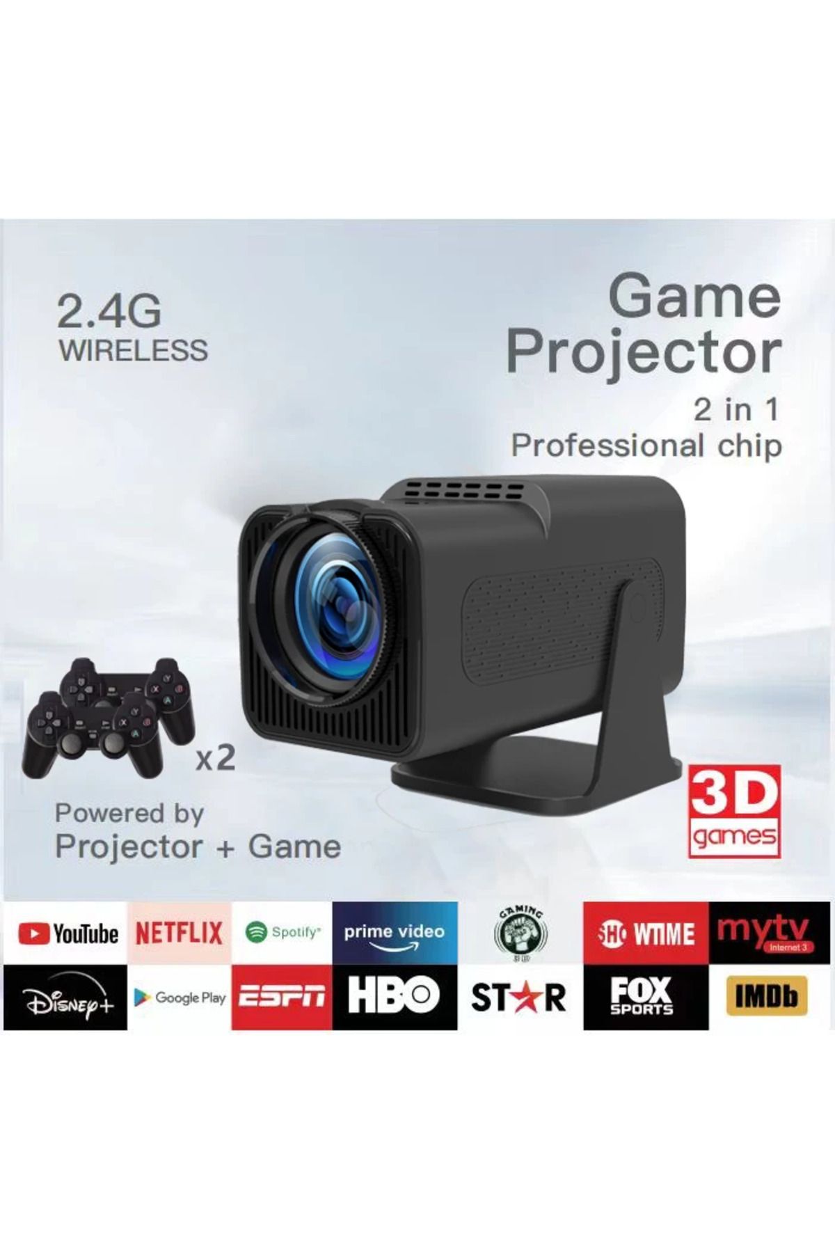 EOENKK-جهاز تحكم الألعاب HY320 Mini Projector 4K Native 720P Android 11 300ANSI Wifi6 BT5.0 مسرح منزلي G... 4