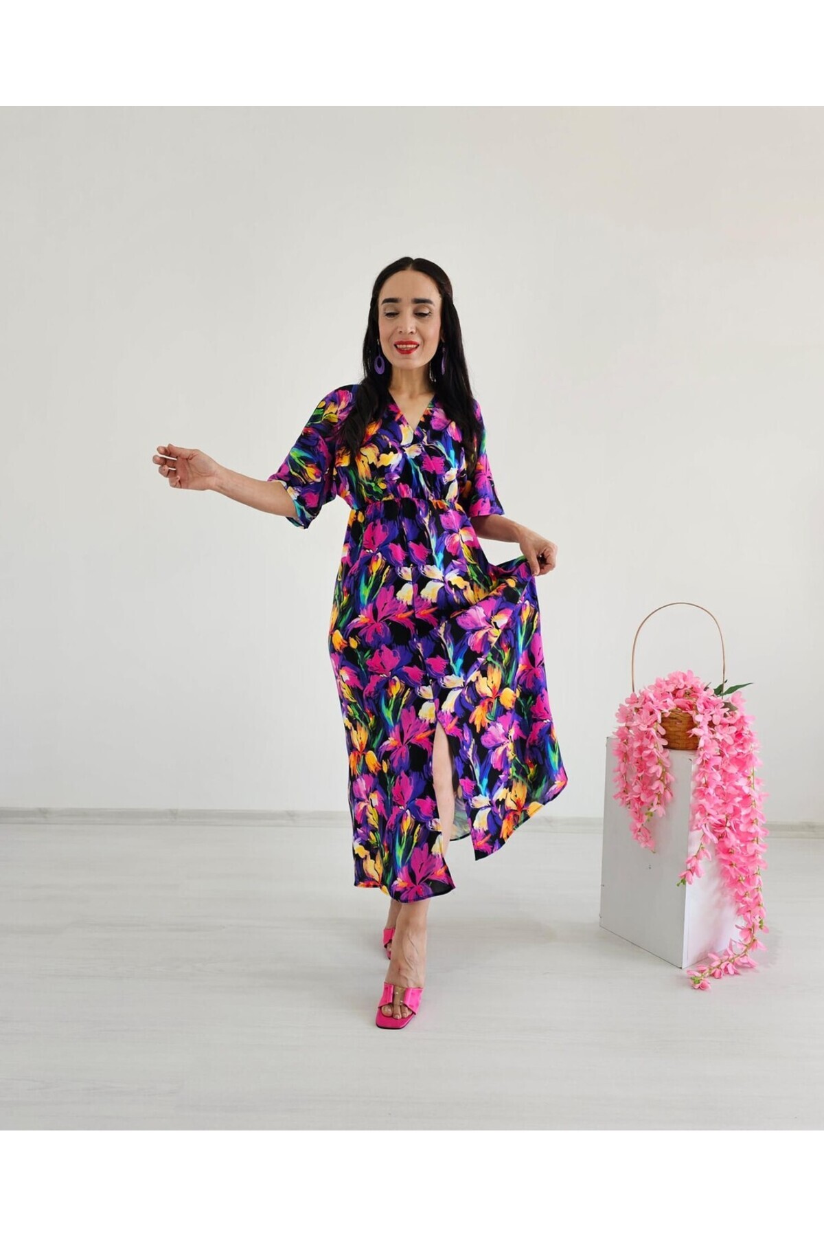 Altı Üstü Butik-Διπλό φόρεμα με σκίσιμο μπροστά 2