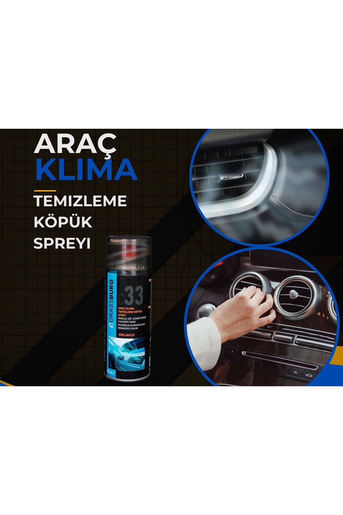 GRASSBURG Araç İçi Klima Temizleme Köpük Sprey 500ml