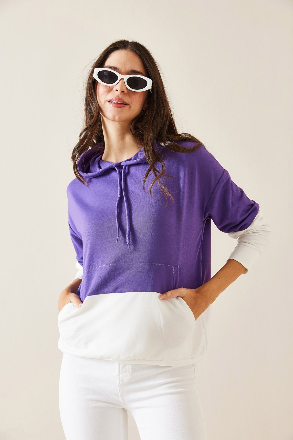 XHAN-Lilac Piece Sweatshirt 5Kxk8-48999-26 4