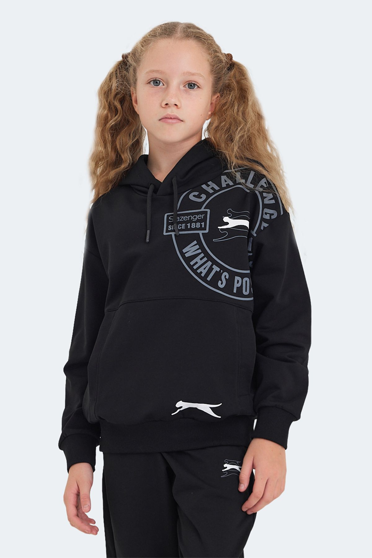 Slazenger-Black High School Unisex Kids Tracksuit Set 5