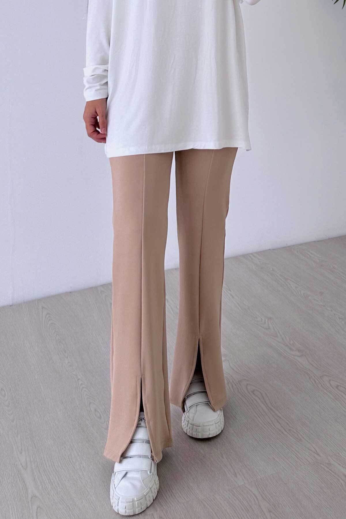 Ka Hijab-Pantaloni Hijab cu Detaliu Slit - Camel 2