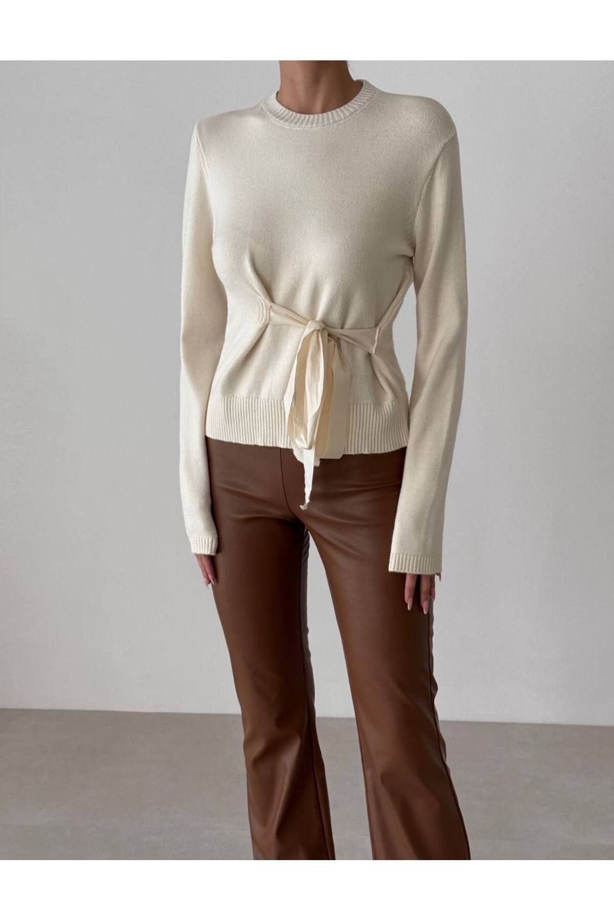 My Blog-Ecru Miusa Front Tie Design Sweater-4507 2