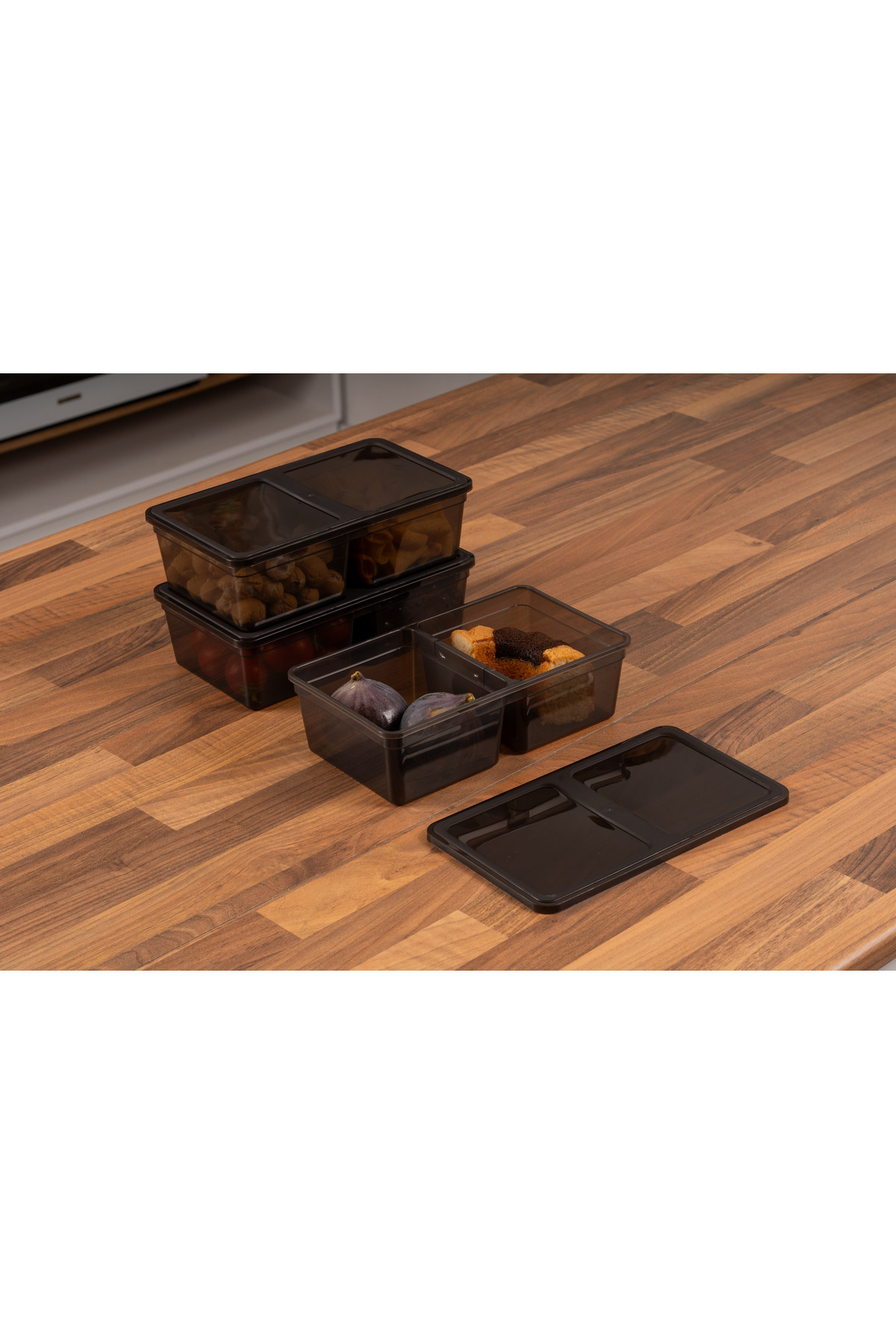 Codemfire-1.5 Liter 10 Pieces Anthracite Storage Container with Compartments - Freezer Suitable Pp5 5