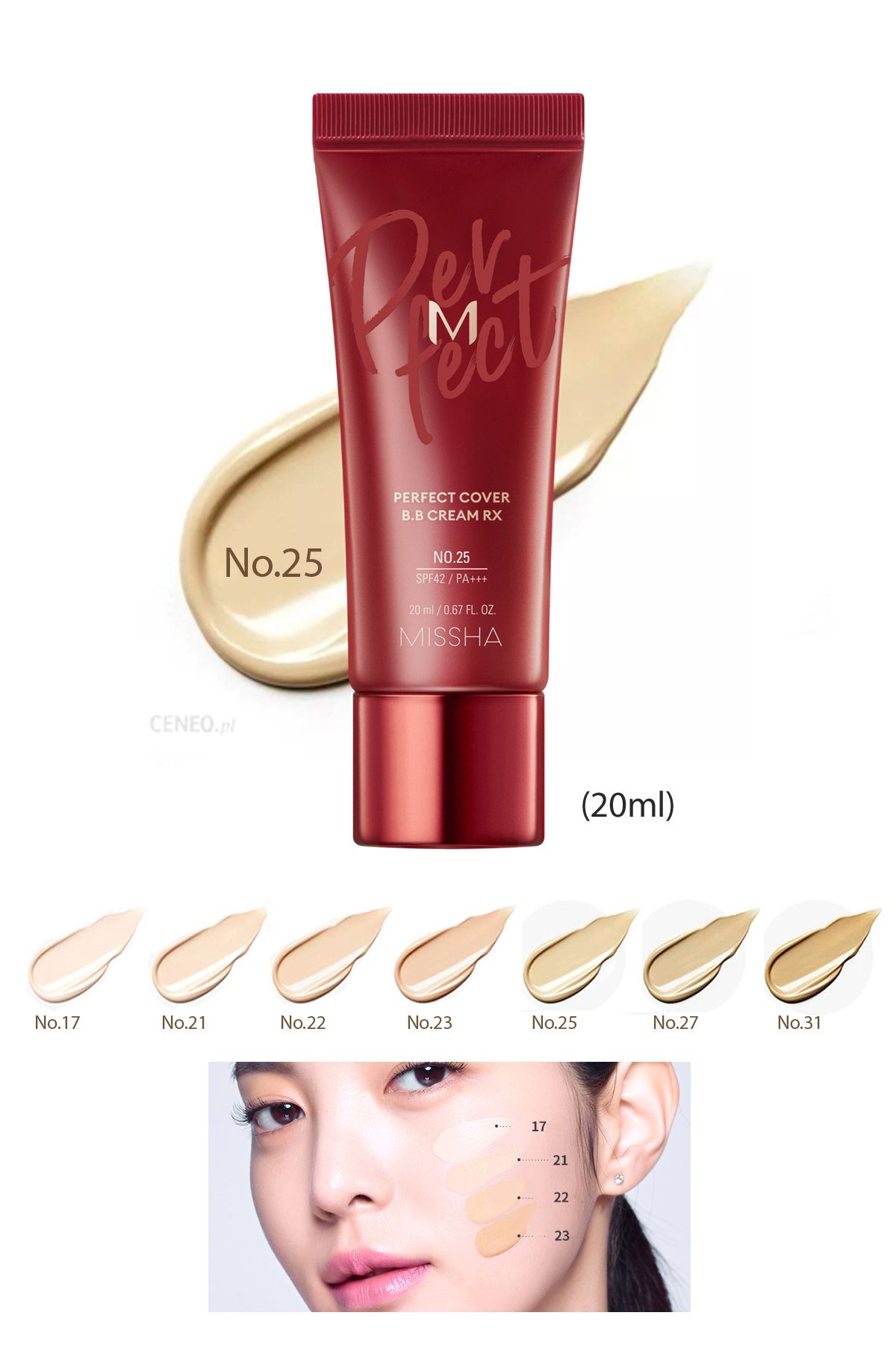 Missha Yüksek Kapatıcı ve Cilt Bakım Etkili Yeni Nesil BB Krem M Perfect Cover BB Cream RX SPF42+++ (No.25)