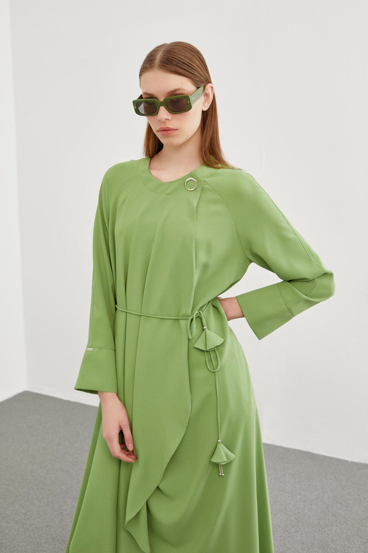 Zühre-Waist Tied Green Wear Out GÇ-0178 4