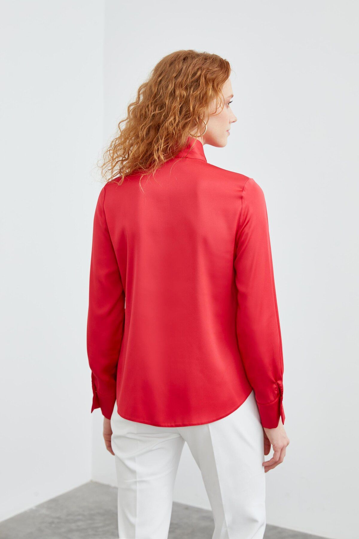 Zühre-Red Scarf Collar Shirt - G-0074 6