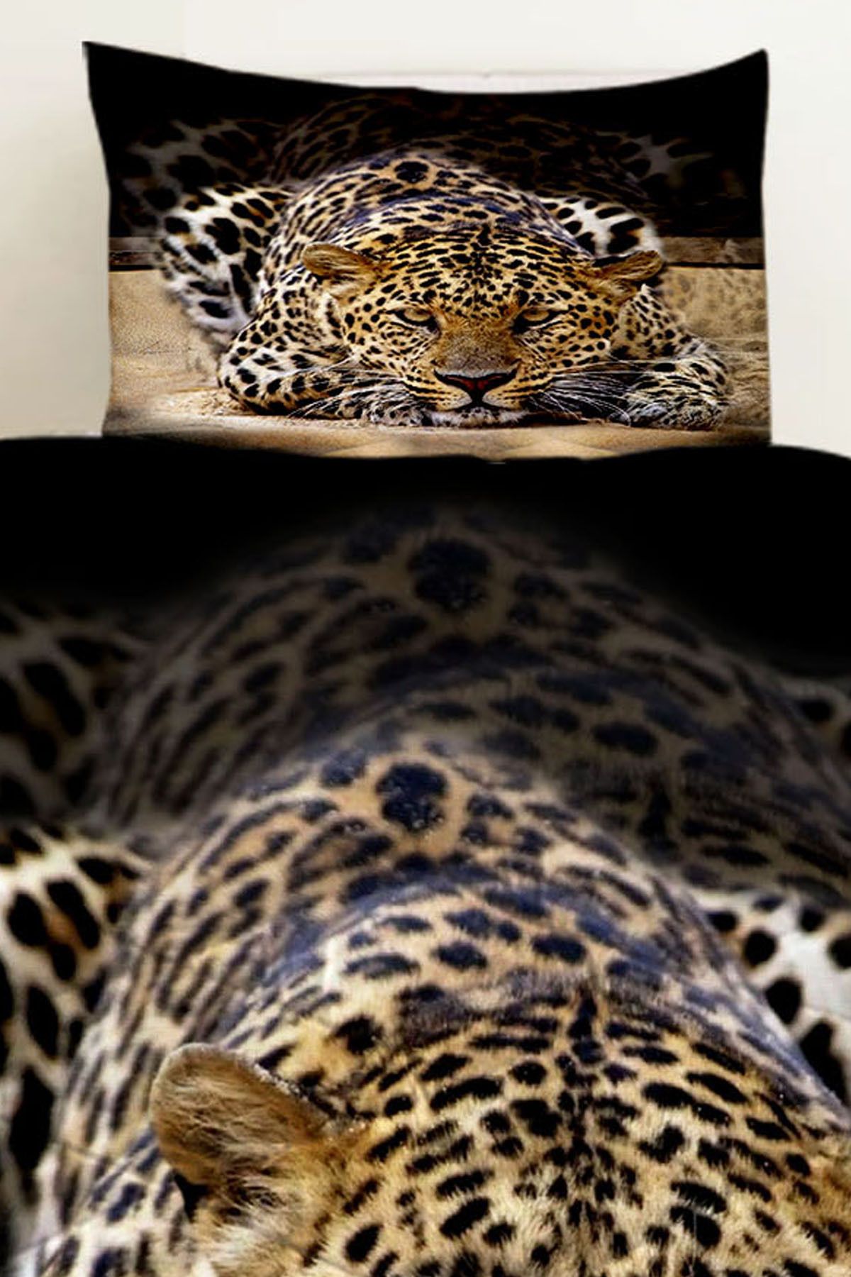 3D ELSE HALI-Leopard Patterned Single Quilted Quilt with Pillowcase 2