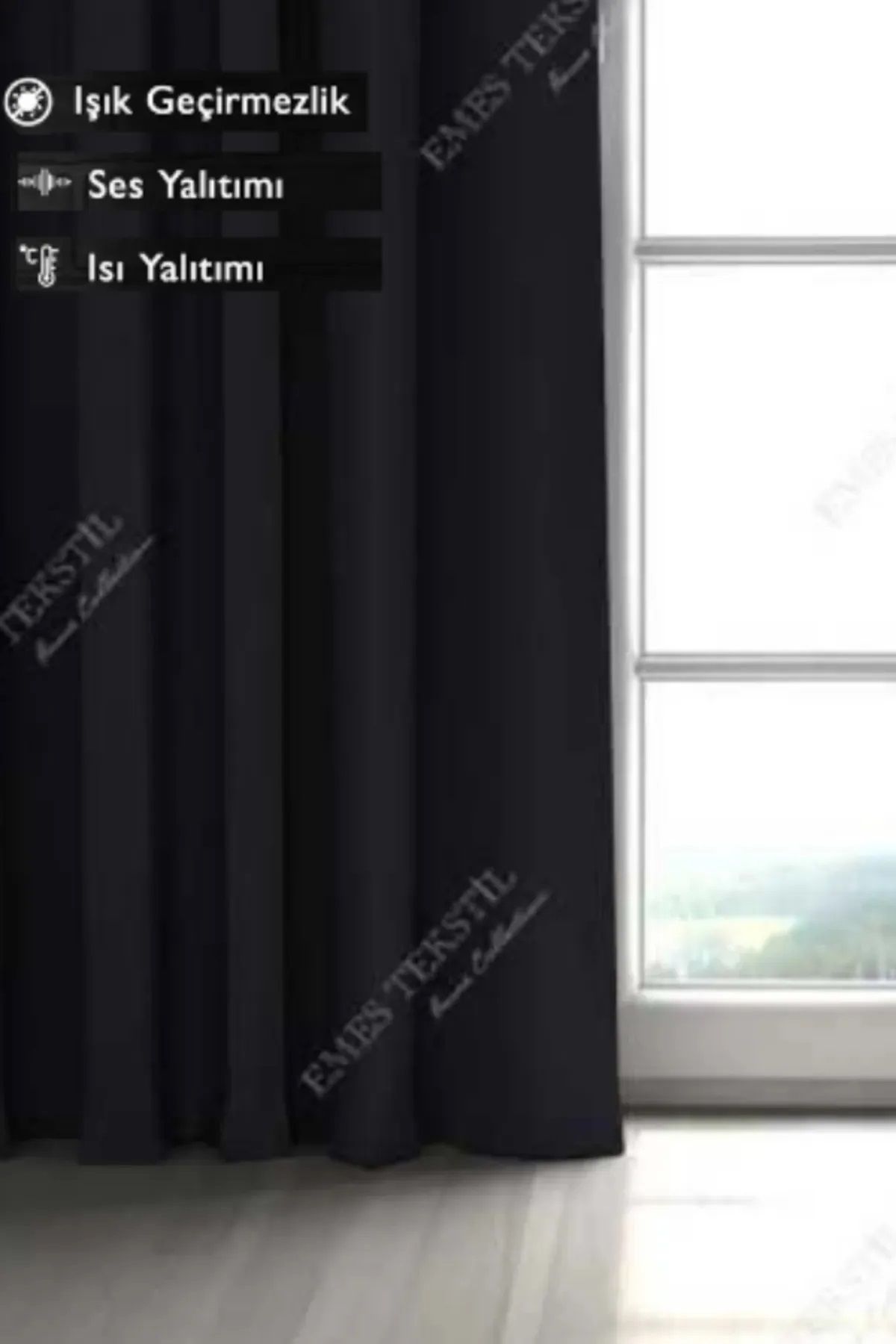 Taç-Curtainpendik Luxury, Anthracite - Dark Gray Blackout Thick Blackout Sunshade Curtain (En X Size Single Wing) 5