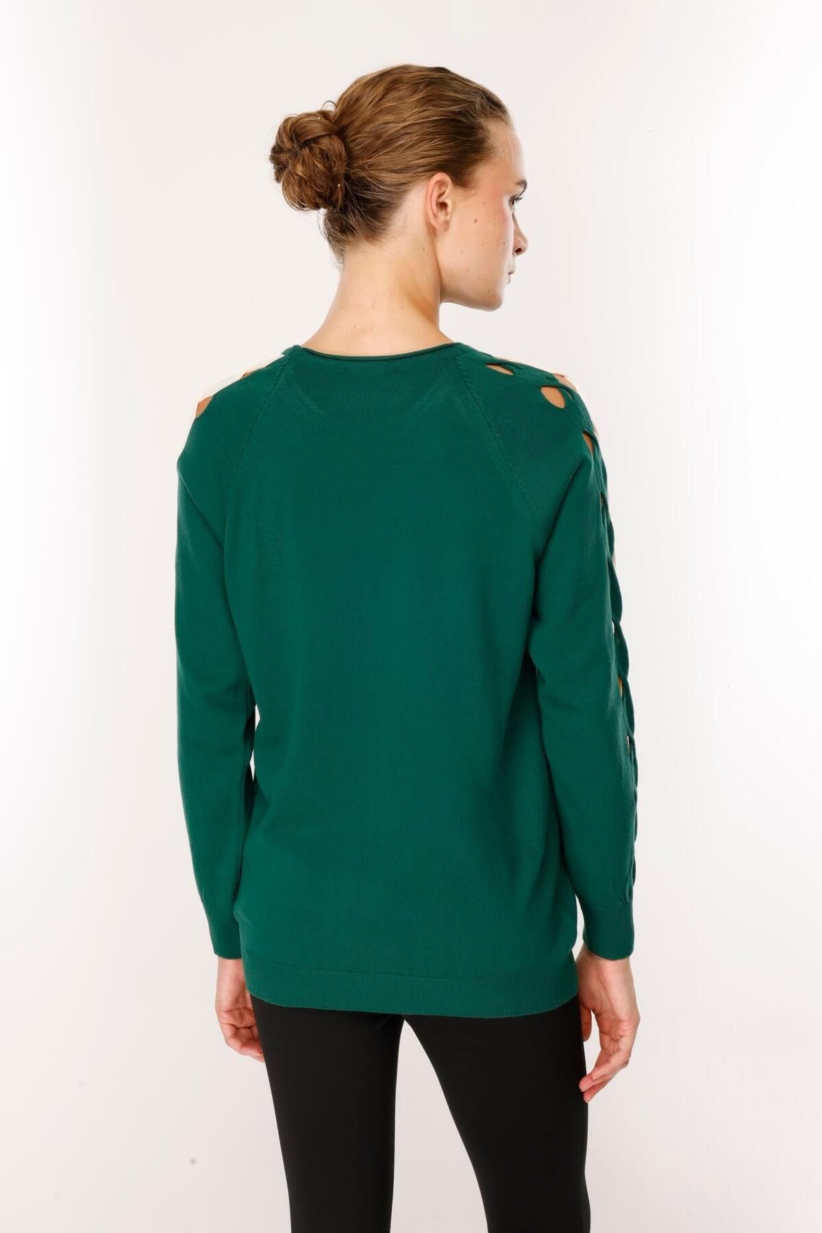 accort-Green Knitwear Sweater - Windowed Sleeves 8