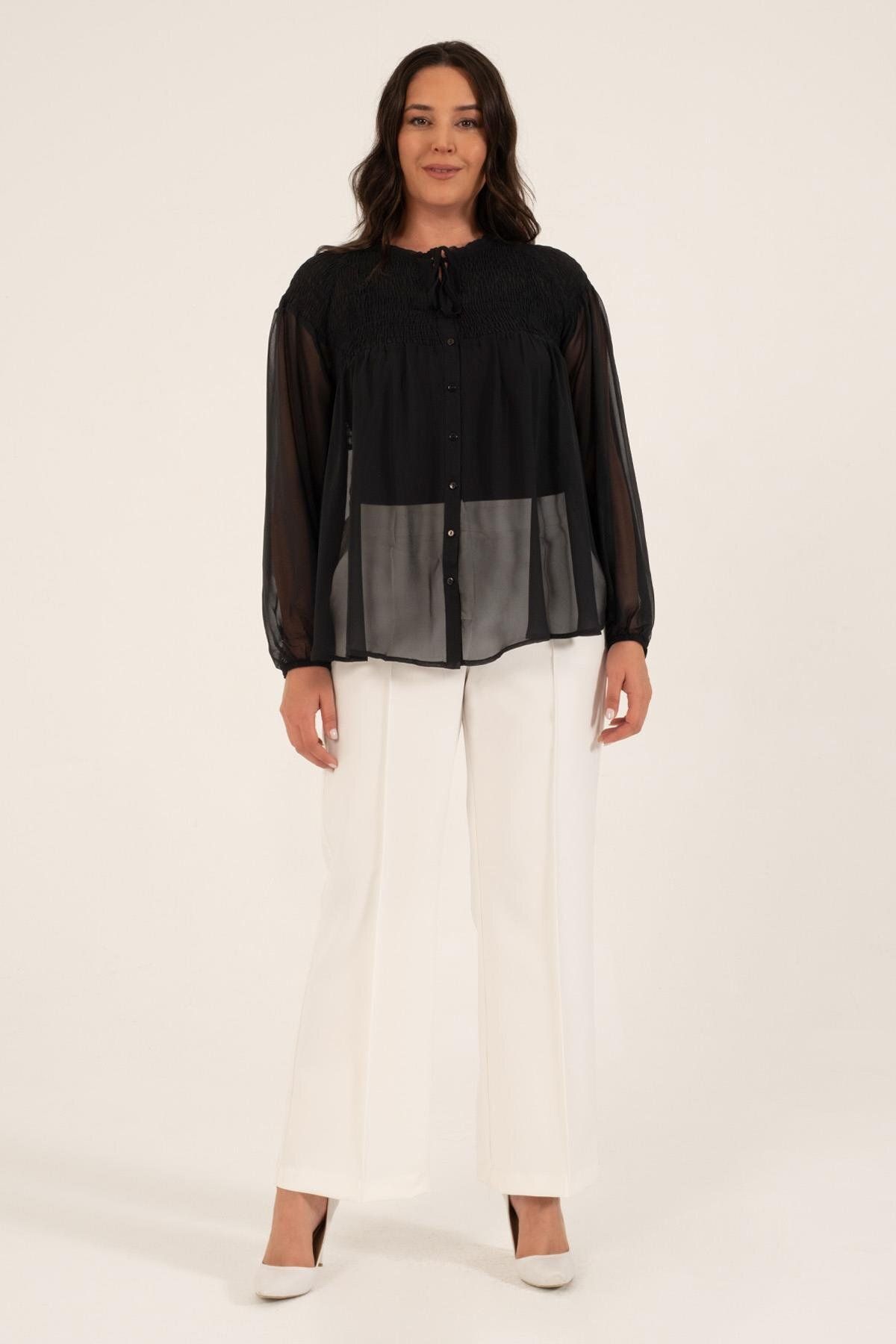 MYLİNE-Gipe Detailed Chiffon Blouse 4