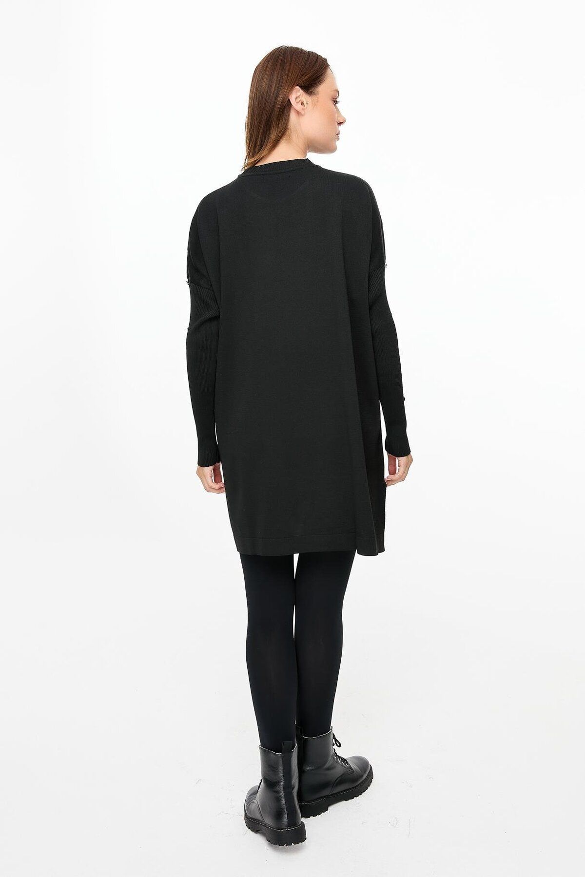 accort-Buttoned Sleeve Knitwear Tunic - Black 7