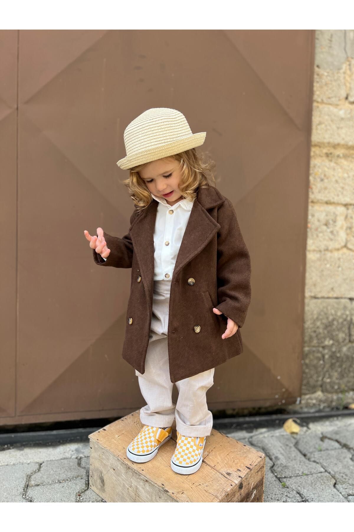 favorimkids-Brown Stamped Baby Kids Coat 2