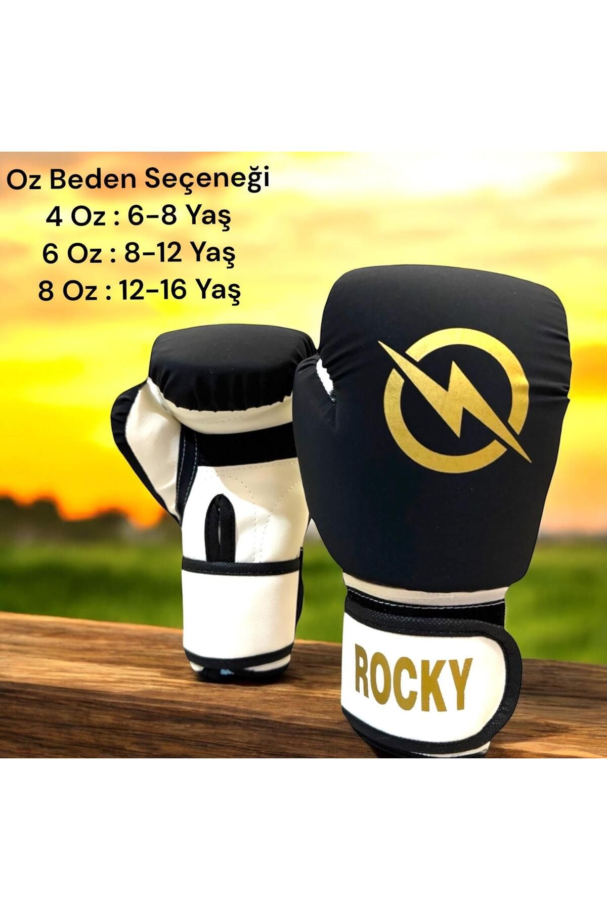 Gök Sports ROCKY Çocuk Boks Kicboks Muay Thai Eldiveni 4-6-8 Oz Junior Kidz Boks Eldiveni