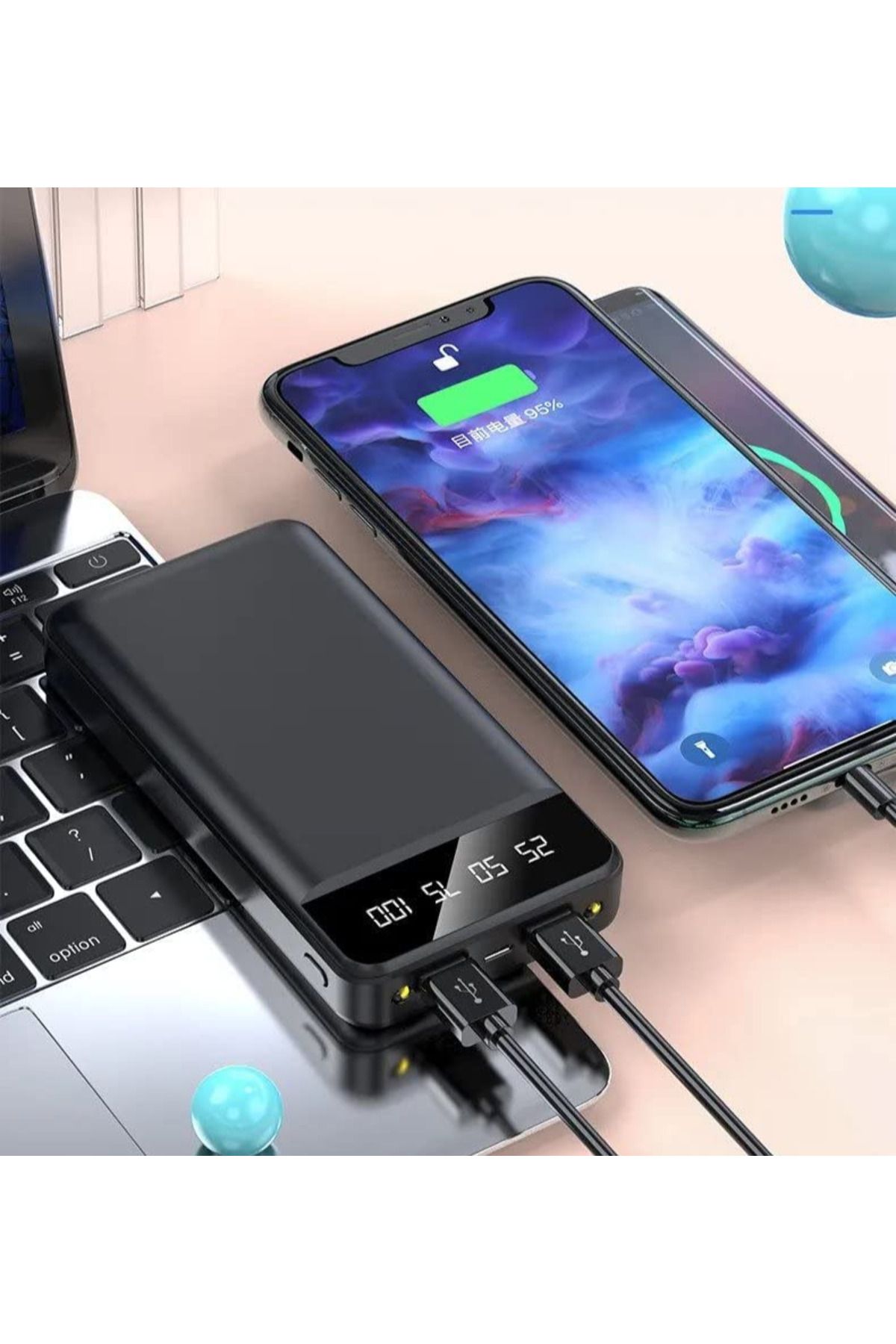 Robinanka Power Bank 30000 mAh harici pil, taşınabilir şarj cihazı