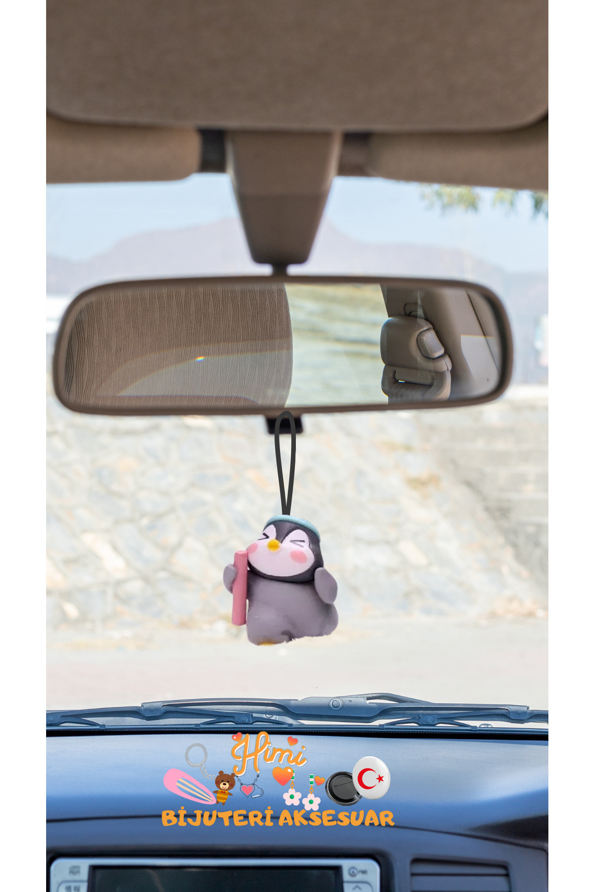 Penguen Dikiz Aynası Süsü Ayna Süsü Araç İçi Araba Süsü Torpido Süsü Oto Aksesuar