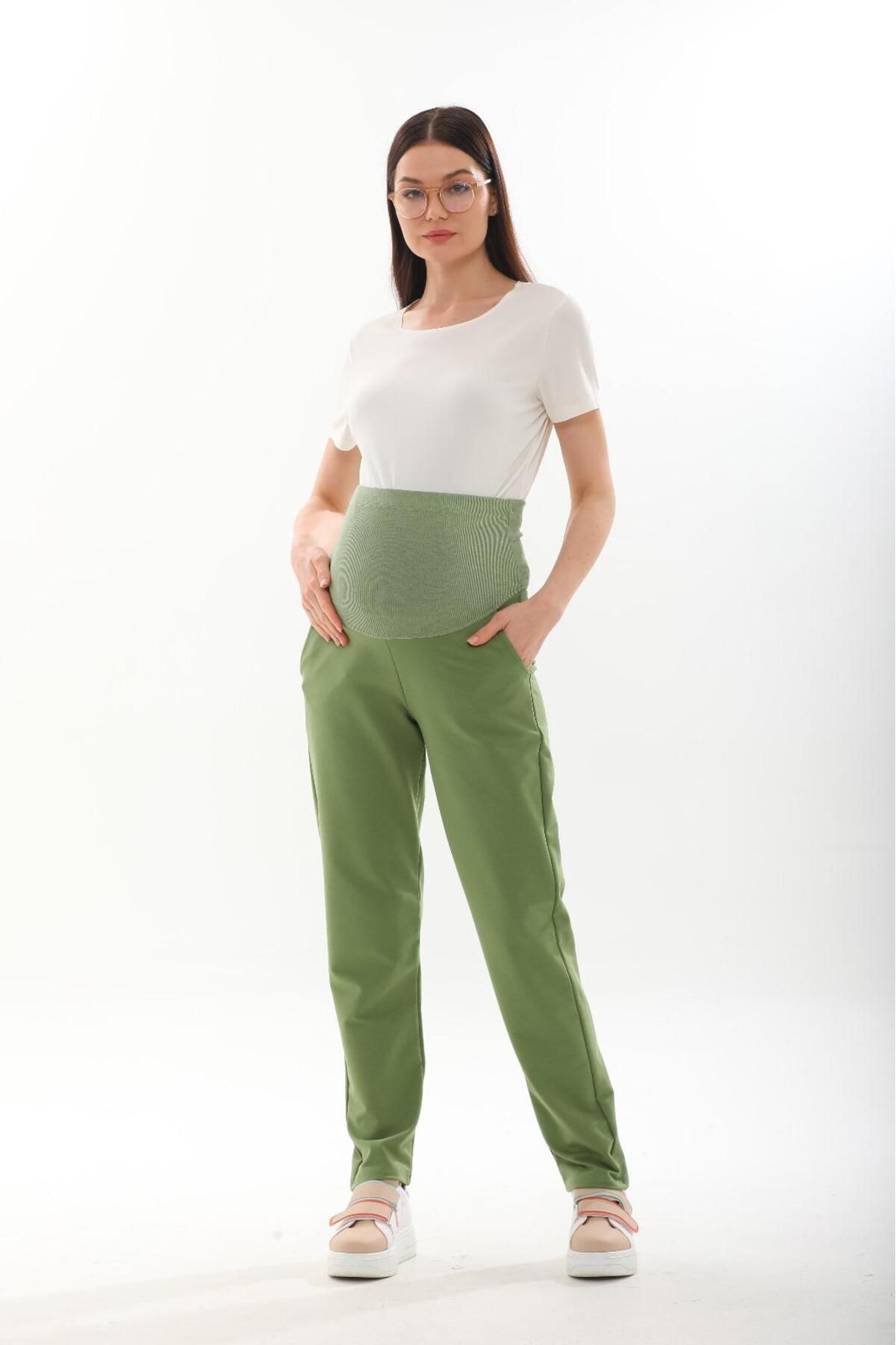 BIG LESSON-Pantaloni de trening ajustabili pentru gravidă, cu bandă elastică pentru abdomen 2