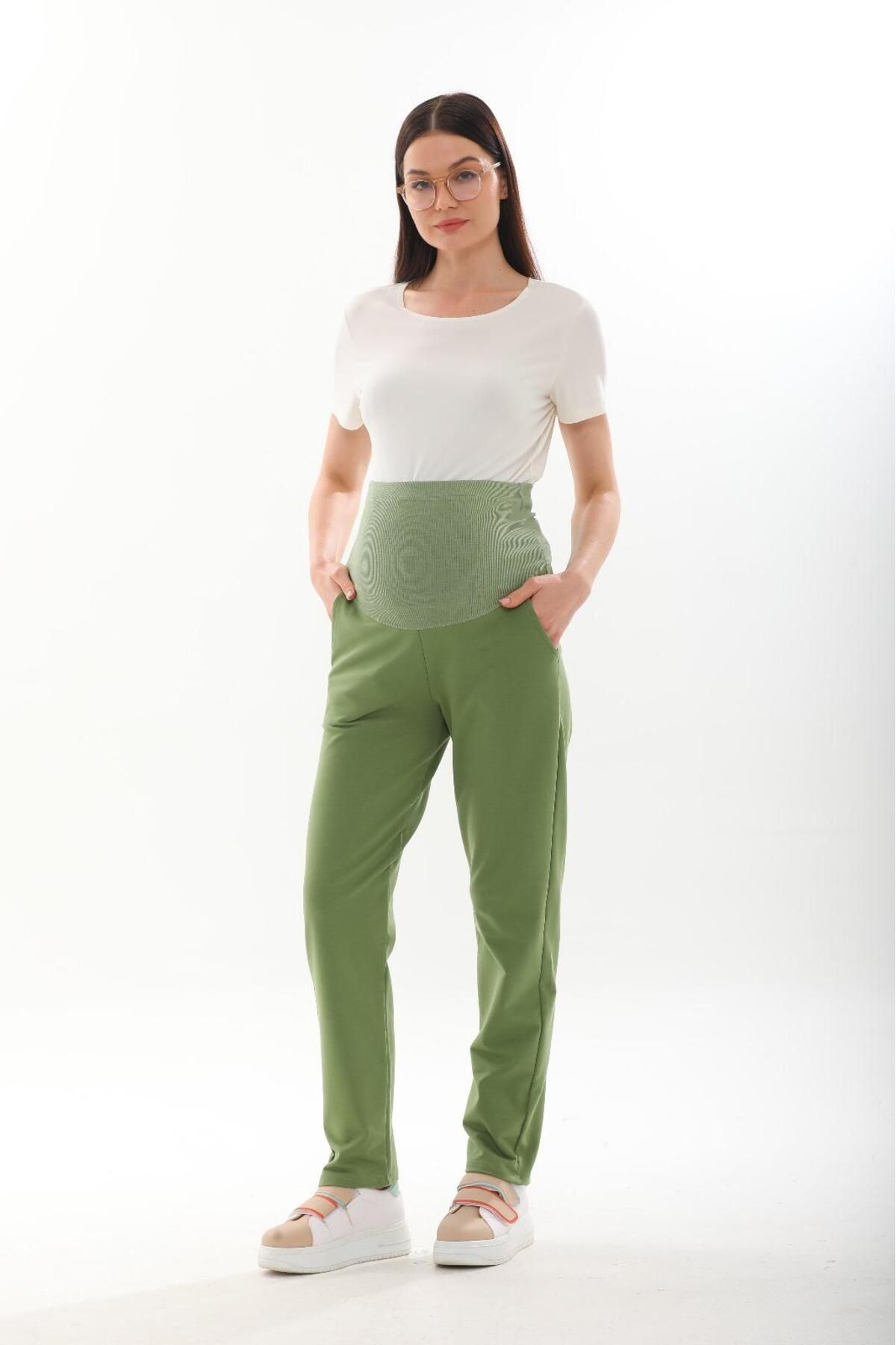 BIG LESSON-Pantaloni de trening ajustabili pentru gravidă, cu bandă elastică pentru abdomen 3