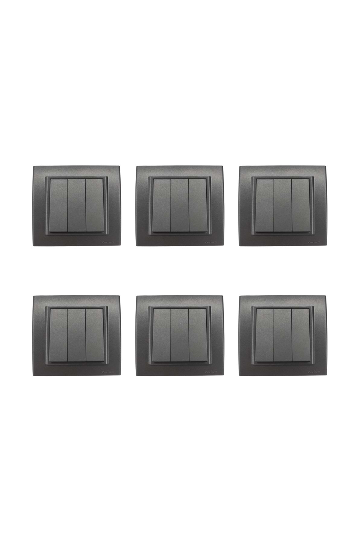 OVİVO-Ovivo Grano Smoked - 6 Pieces Triple Switch Frame Set 1