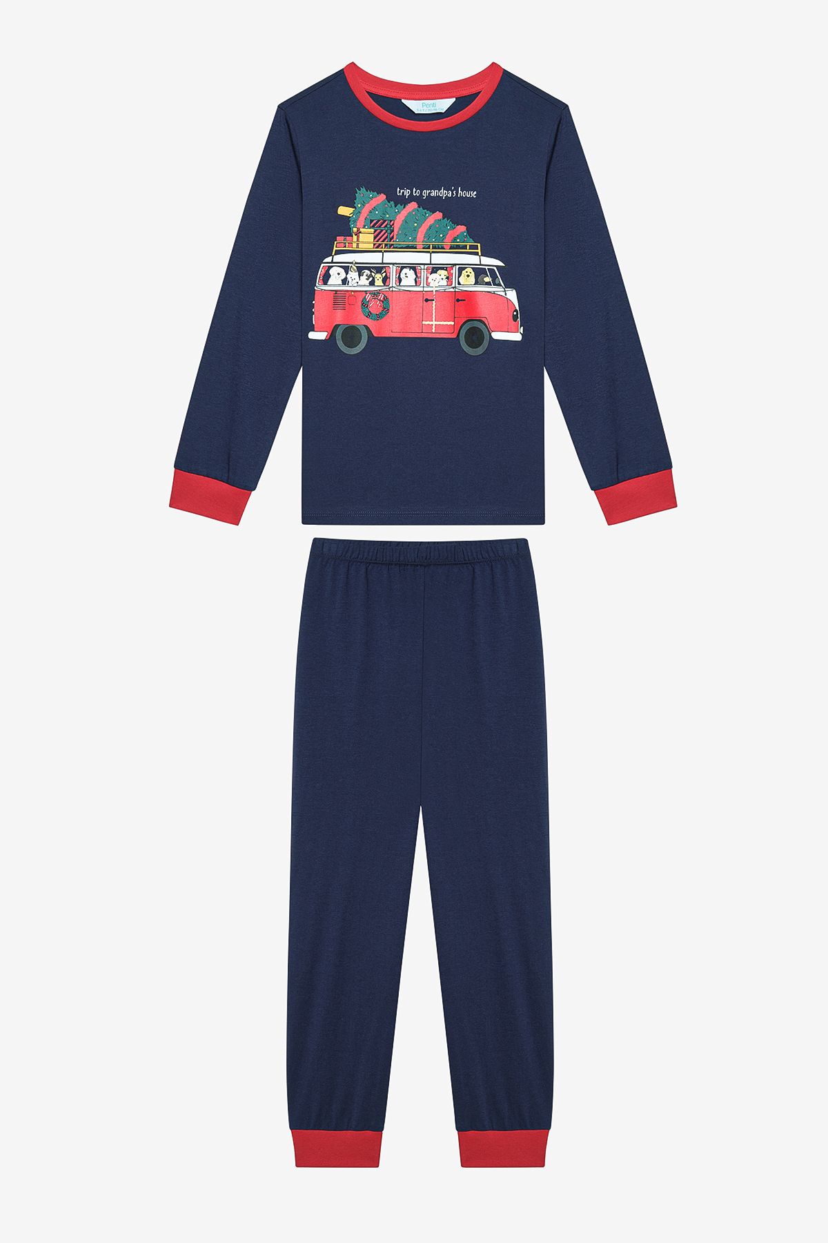 Penti-Cotton Boys' New Year Road 2-Piece Multicolor Pajamas Set 5