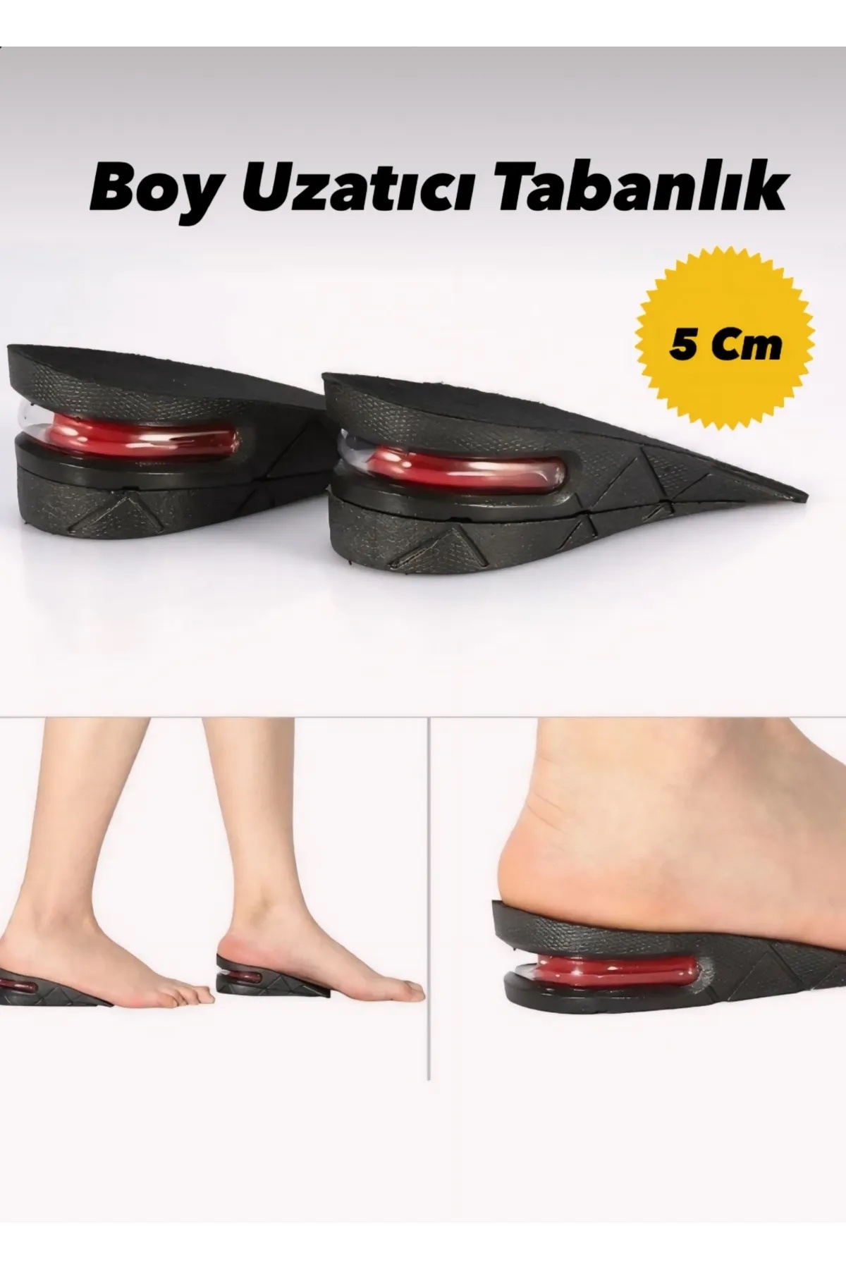 Hombak 5 Cm Boy Uzatıcı Tabanlık 1 Çift Hava Yastıklı Uzatan 35-44 No Ayakkabı Tabanlığı Gizli Topuk