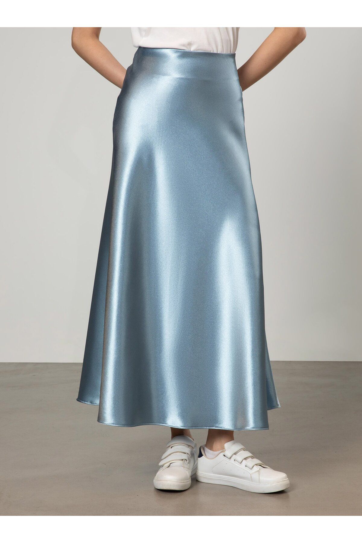 Refka-Anthracite Fish Form Satin Skirt - Refka 3