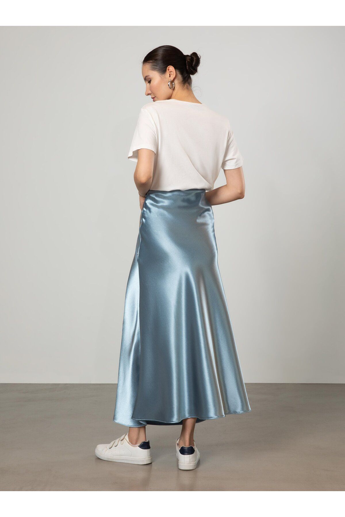 Refka-Anthracite Fish Form Satin Skirt - Refka 4