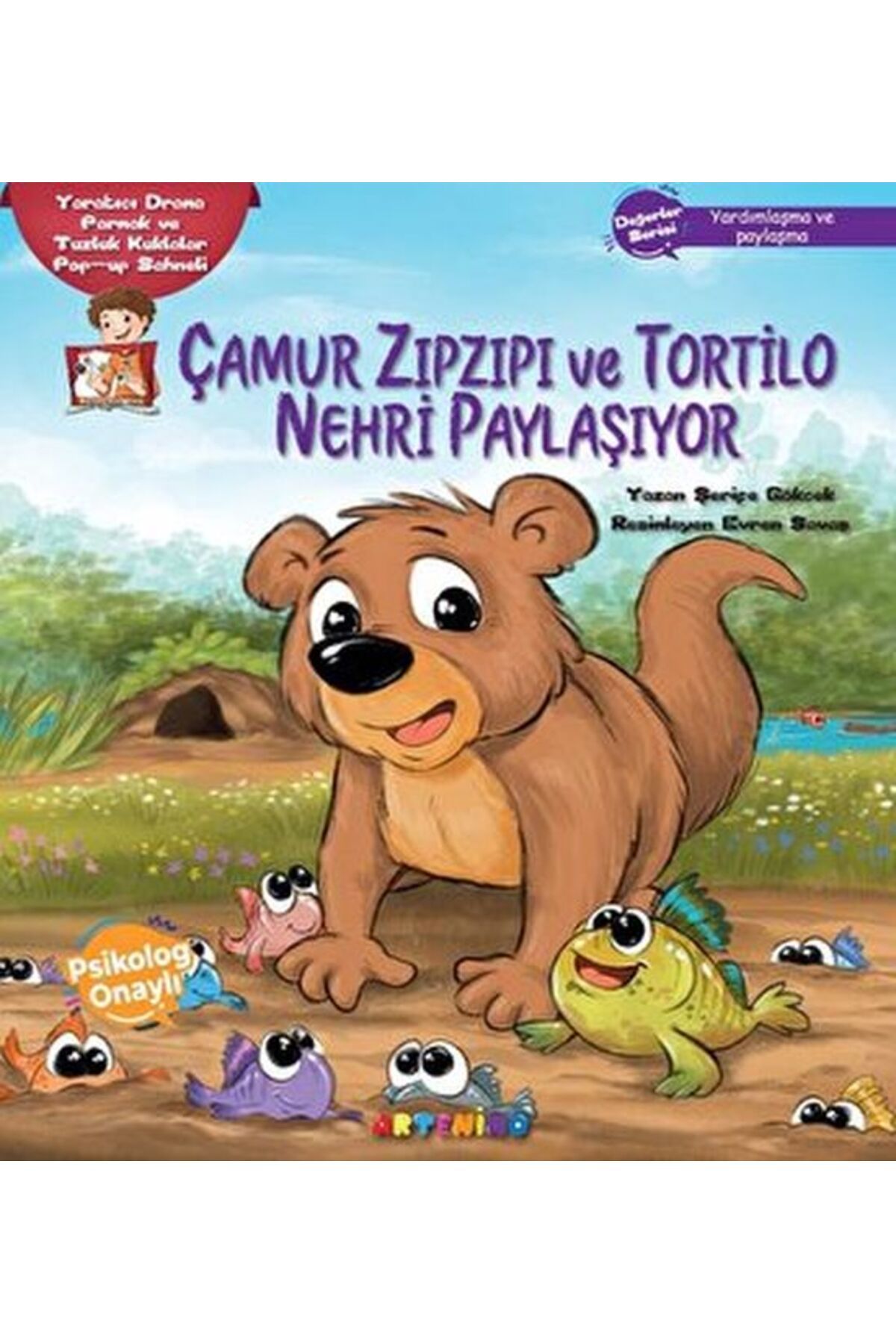 Destek Yayınları Çamur Zıpzıpı ve Tortilo Nehri Paylaşıyor Yaratıcı Drama Parmak ve Tuzluk Kuklalar Pop-up Sahneli
