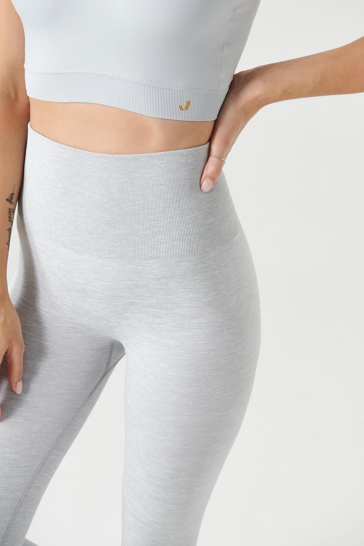 Jerf-Palmi Melange gemusterte Leggings mit hoher Taille, Grau 2