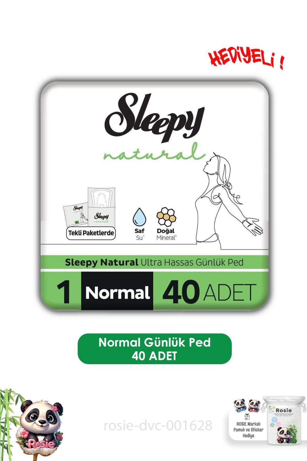 Sleepy Natural Ultra Hassas Günlük Ped Normal 40 Adet Ped ve ROSIE