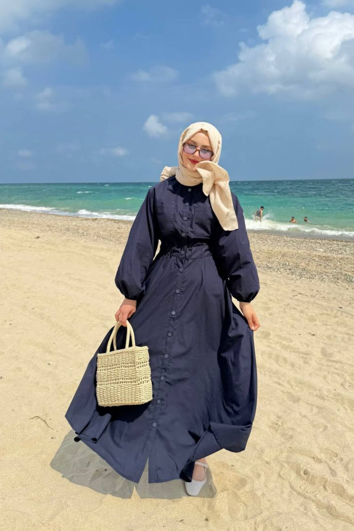 پیراهن آبی زنانه حجاب اندازه کامل لباس lurex moda