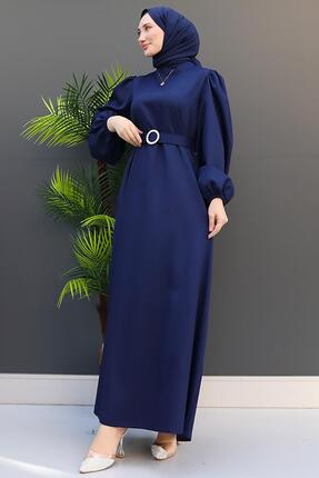 GİYZAMİLA Feyza Tesettür Elbise Lacivert
