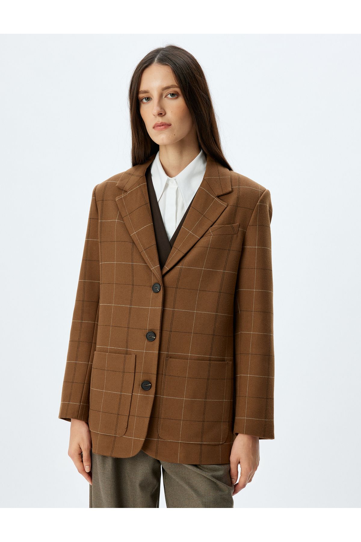 Koton-Double Breasted Blazer Jacket with Pockets and Buttons 3