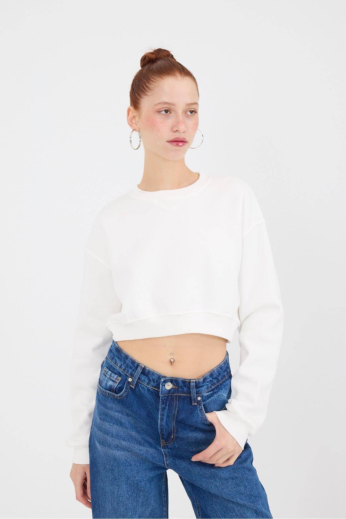 Addax-Mikina Crew Neck Raised Crop S11078-L11 4