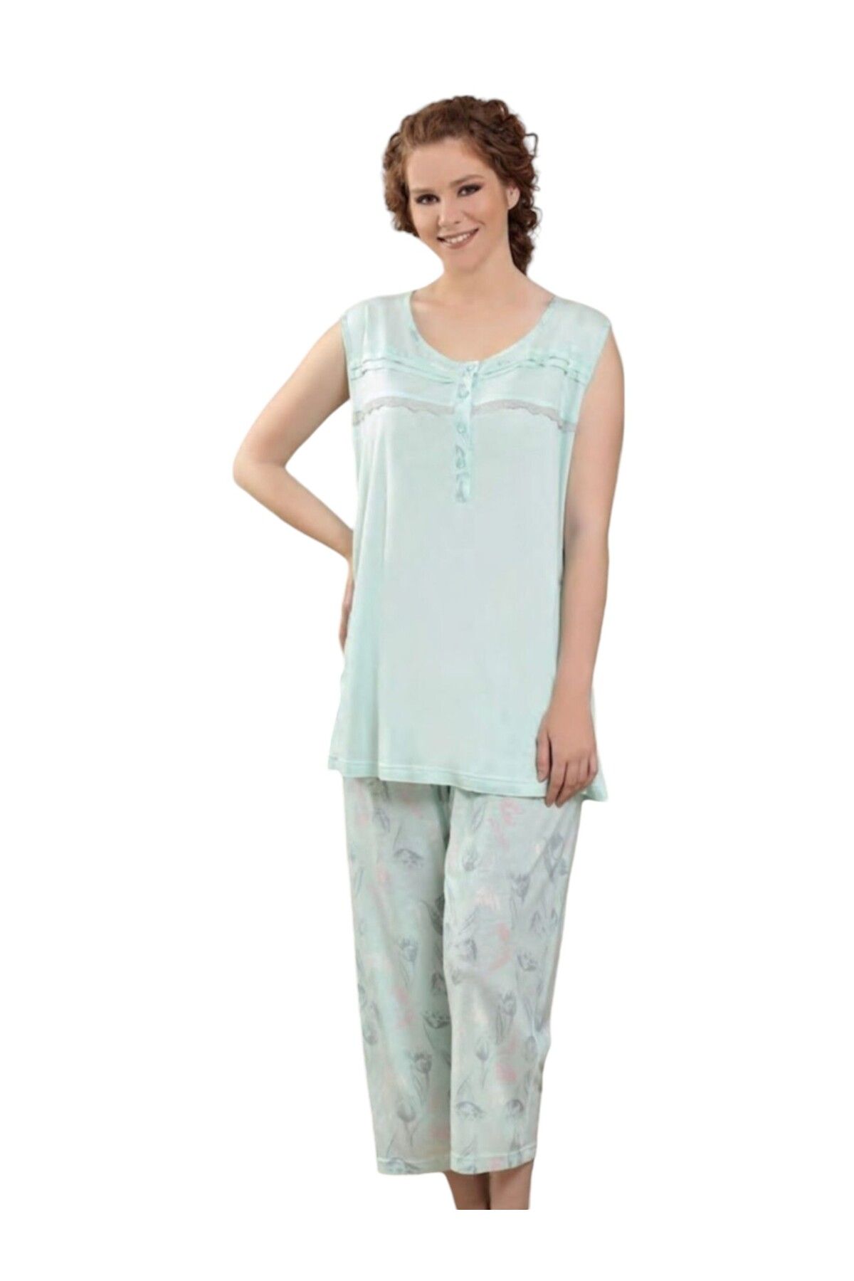 Pelin Pijama-Capri Pajama Set-2614 Green 1