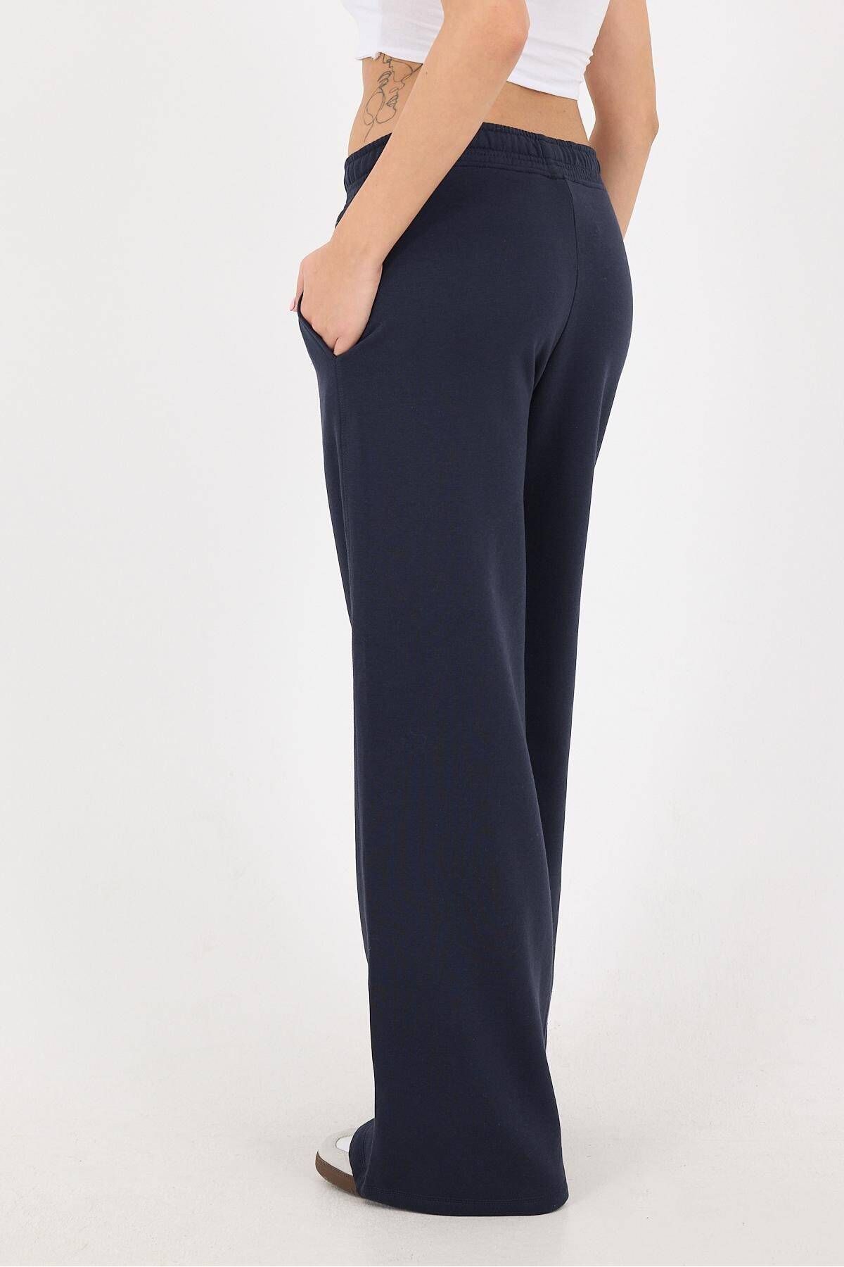 Addax-Wide Leg and Elastic Waist Sweatpants Eşf1532-W12 5