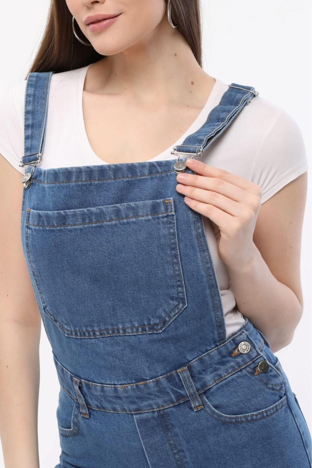 Asia-Salopeta de blugi pentru gradinarit din denim cu bretele asiatice 2