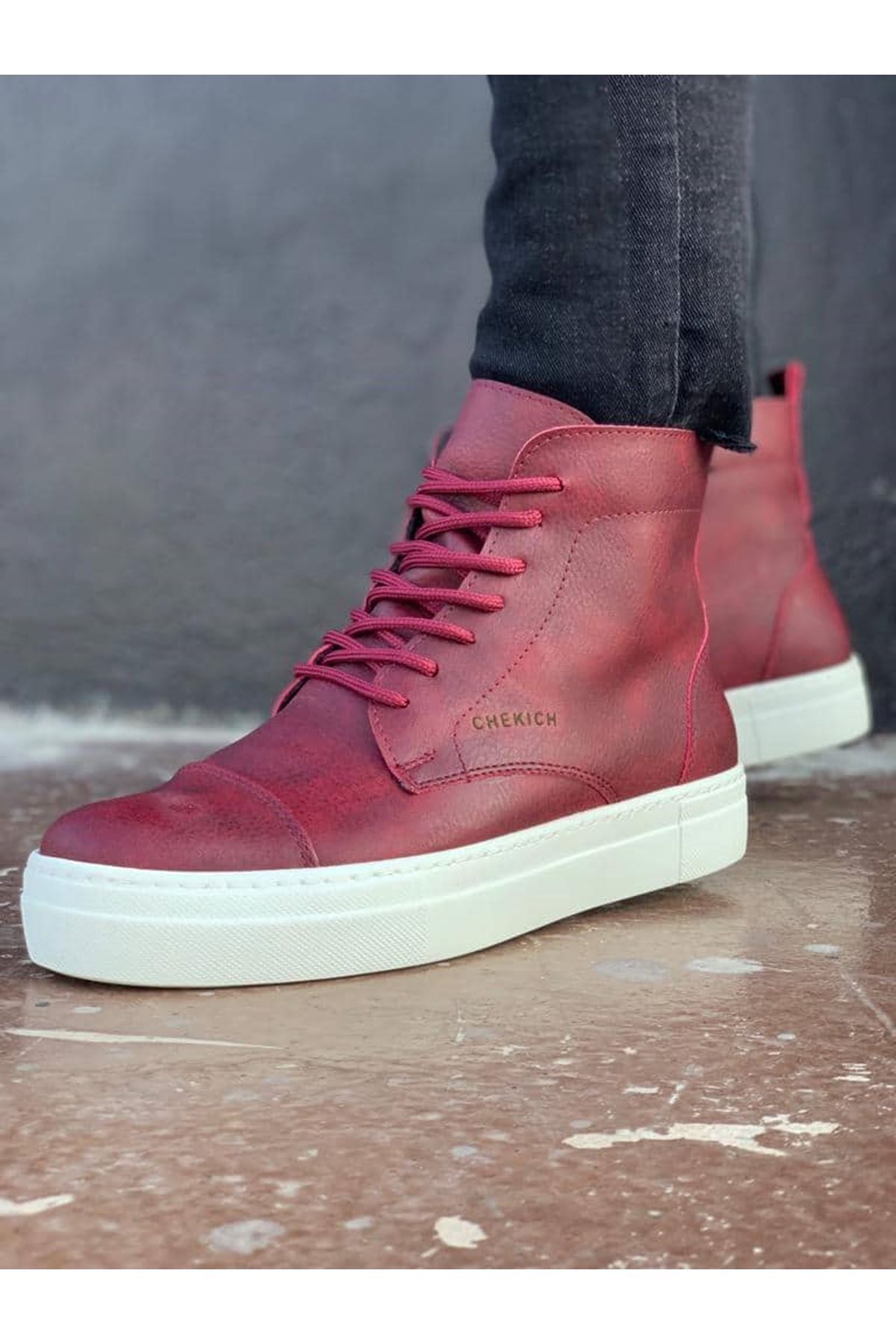 Nuvor CH029 CBT Vulcanized Lace Up Erkek Bot BORDO