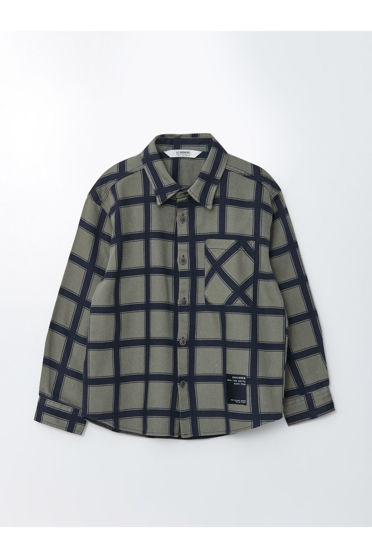 LC Waikiki-Comfortable Fit Plaid Gabardine Boys' Shirt 1