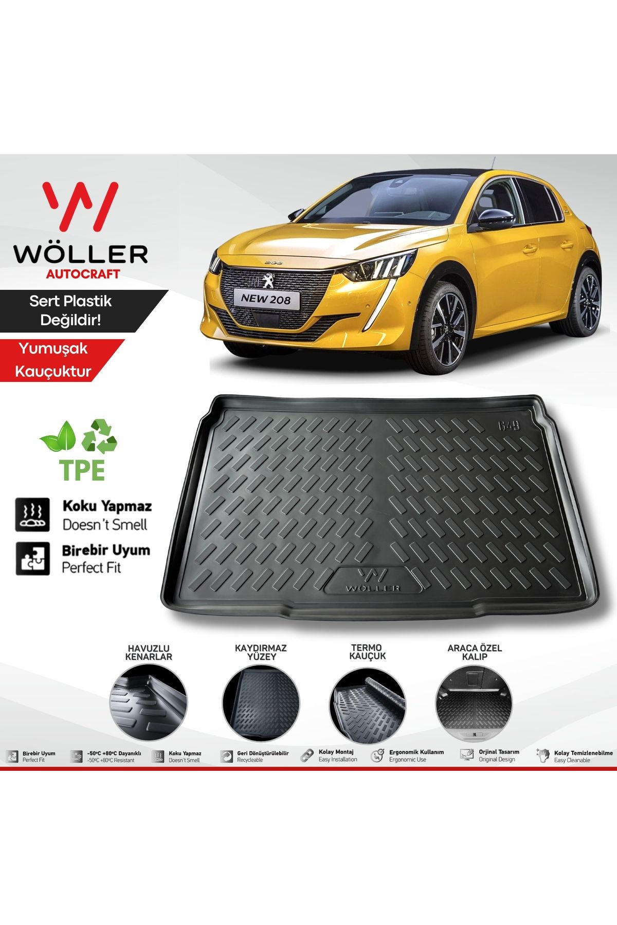 wöller Peugeot 208 Bagaj Havuzu 2020 Sonrası 3d Ultraflex Esnek