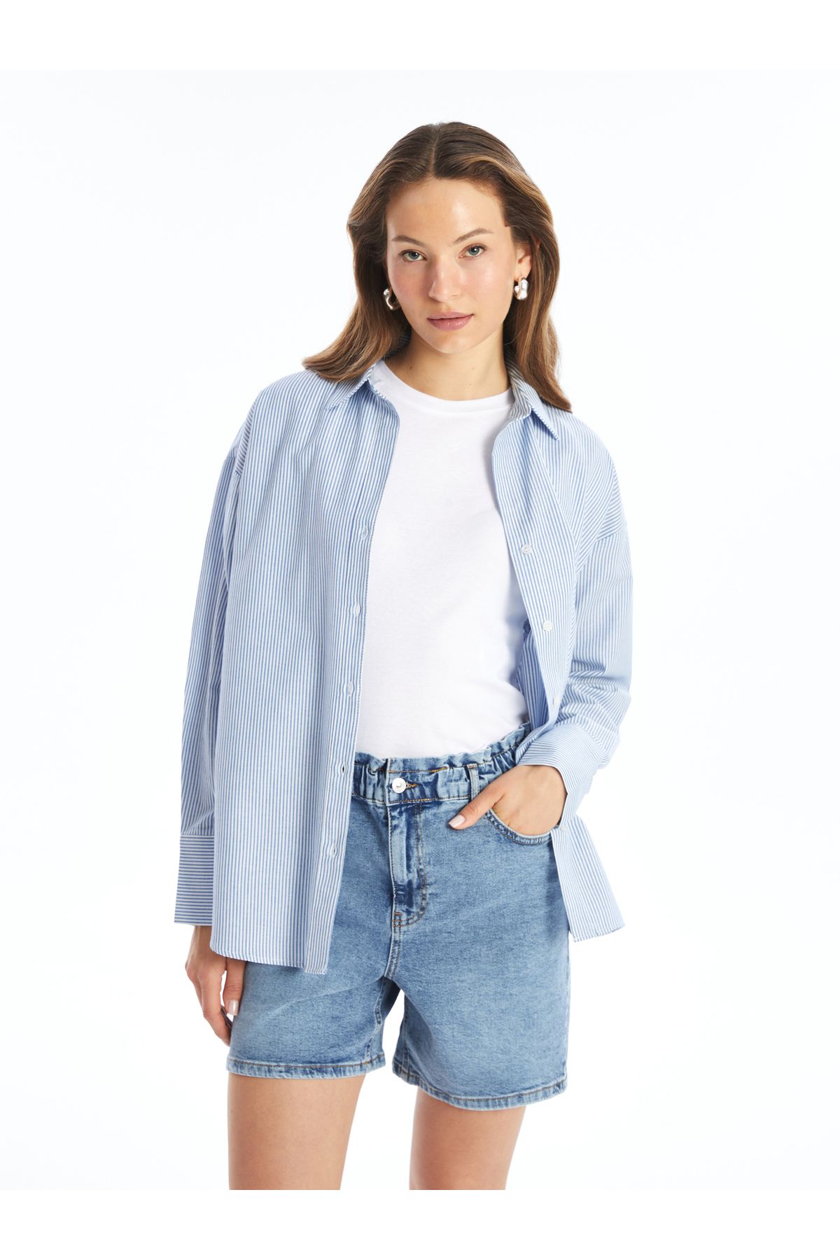 LC Waikiki Koszula Damska Oxford W Paski Oversize Kobieta - 2XL
