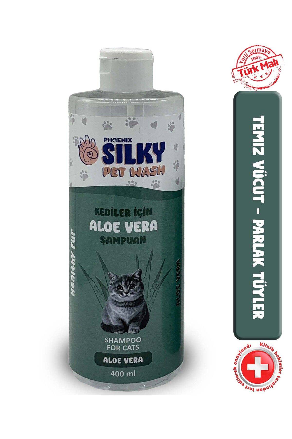 Silky PetWash - Kedilere özel Doğal AloeVera Özlü Şampuan - 400ml